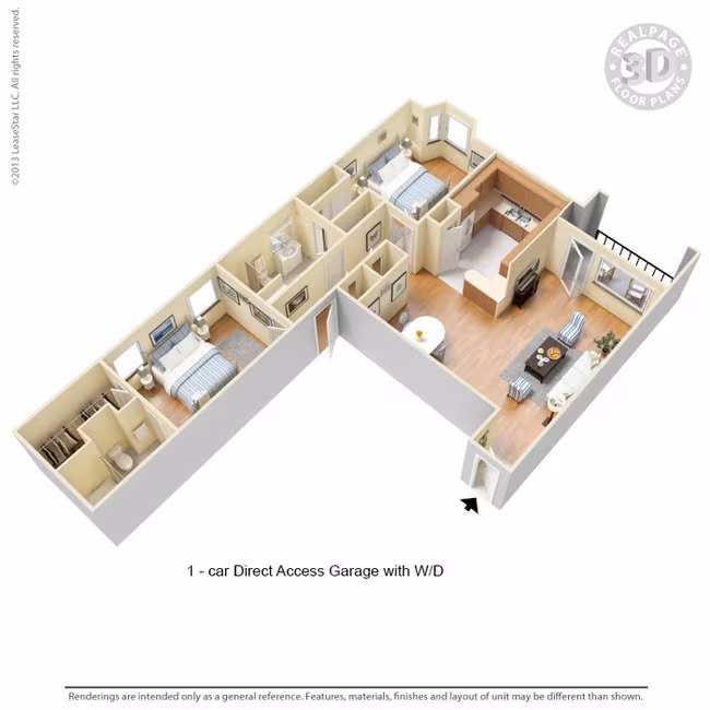 2 Bed 2 Bath 1223 SqFt (1130 Net) 2714 floor plan